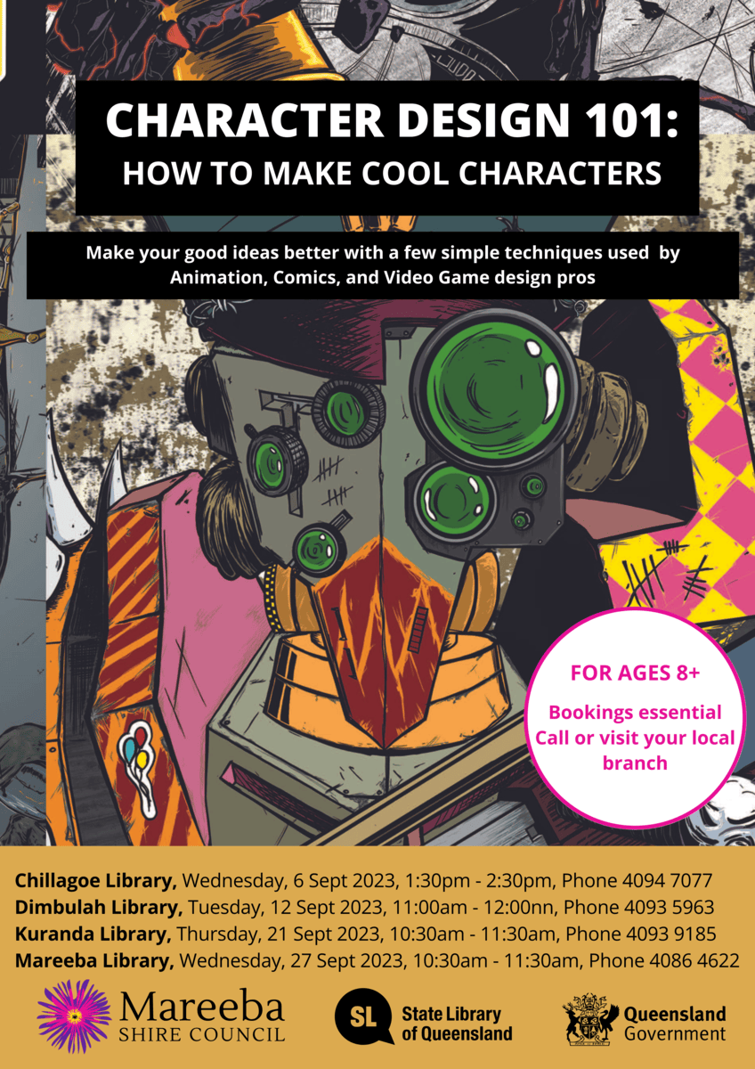 Character Design 101: MSC Libraries Program - Mareeba Shire Council